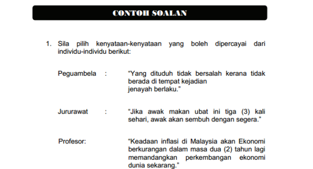 Contoh Soalan Peperiksaan Online Penolong Pegawai Penerangan S29